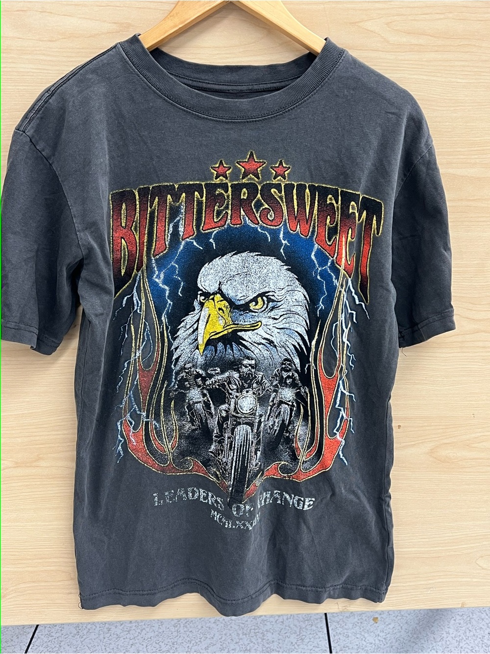 Bittersweet Graphic Tee in Charcoal with Eagle Motif